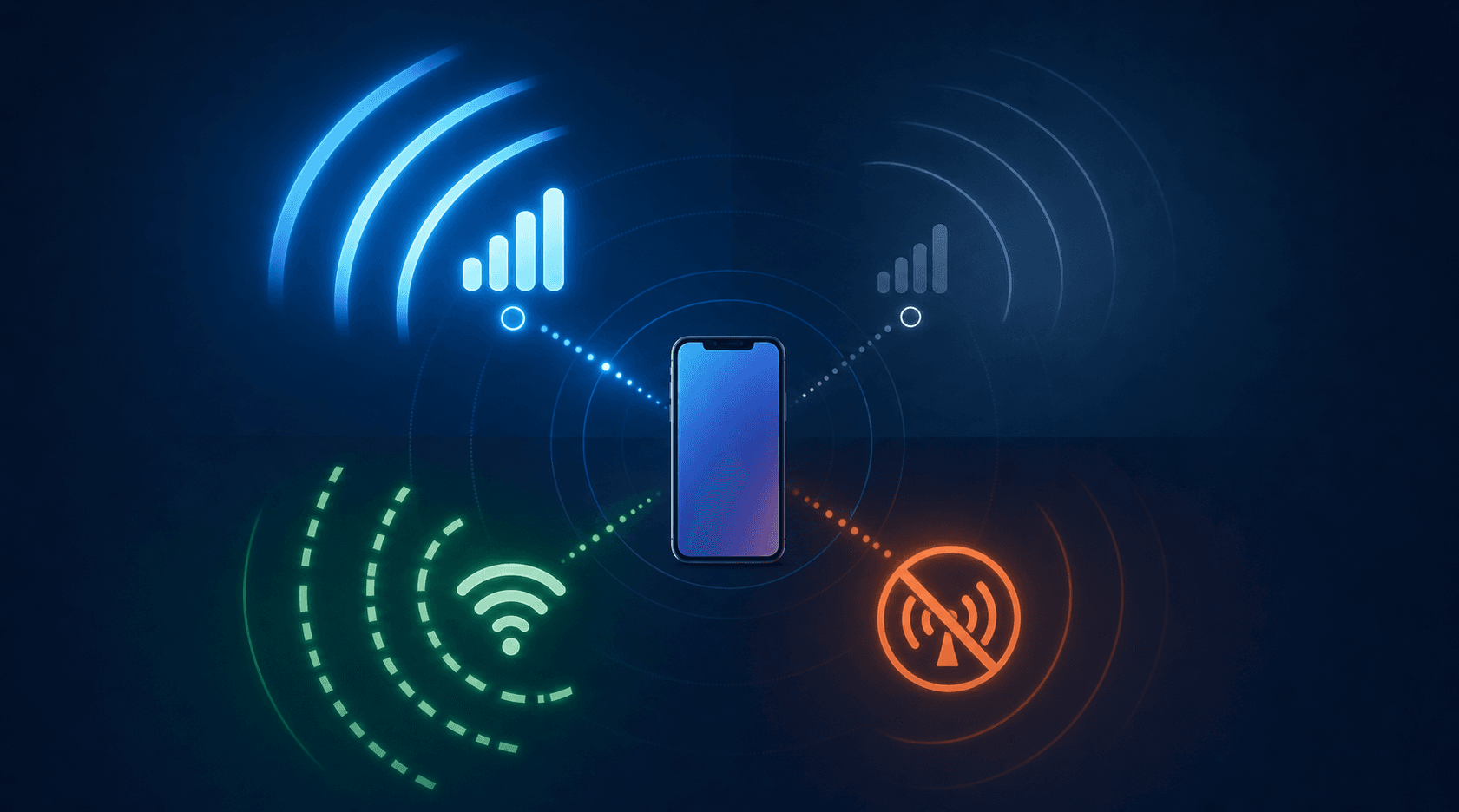 Mobile network connectivity variations from strong LTE to no signal